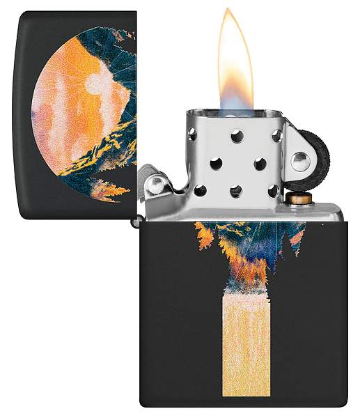 Зажигалка ZIPPO Mountain Waterfall с покрытием Black Light, латунь/сталь, черная,матовая 38x13x57 мм 48676 Zippo, Артикул: 48676 фото №1