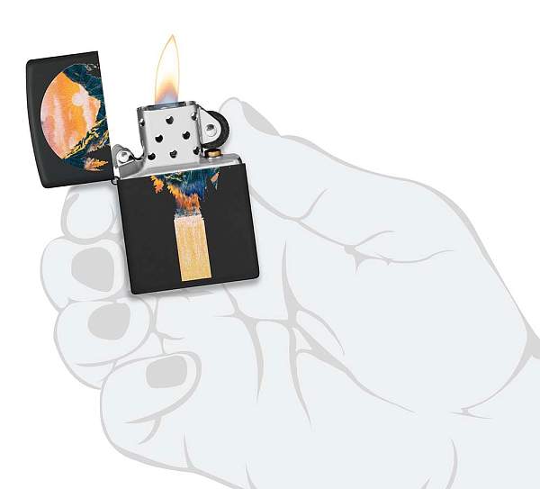 Зажигалка ZIPPO Mountain Waterfall с покрытием Black Light, латунь/сталь, черная,матовая 38x13x57 мм 48676 Zippo, Артикул: 48676 фото №1