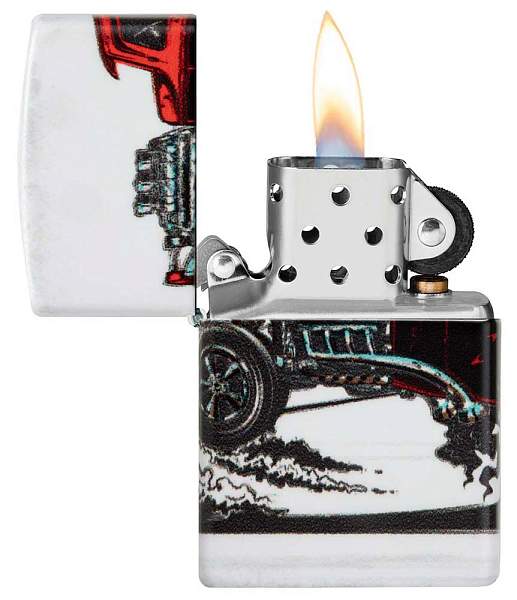 Зажигалка ZIPPO Hot Rod Design с покрытием 540 Matte, латунь/сталь, белая, матовая, 38x13x57 мм 48660 Zippo, Артикул: 48660 фото №1