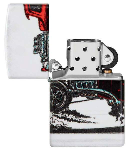 Зажигалка ZIPPO Hot Rod Design с покрытием 540 Matte, латунь/сталь, белая, матовая, 38x13x57 мм 48660 Zippo, Артикул: 48660 фото №1