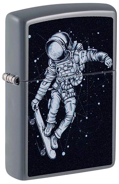 Зажигалка ZIPPO Skateboarding Astronaut с покрытием Flat Grey, латунь/сталь, серая, 38x13x57 мм 48644 Zippo, Артикул: 48644 фото №1
