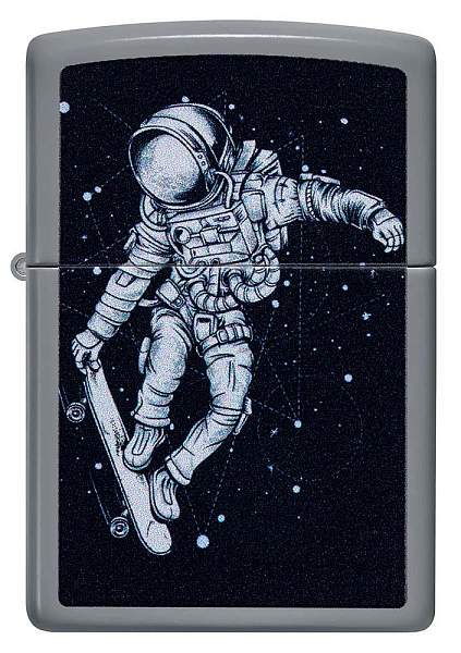 Зажигалка ZIPPO Skateboarding Astronaut с покрытием Flat Grey, латунь/сталь, серая, 38x13x57 мм 48644 Zippo, Артикул: 48644 фото №1