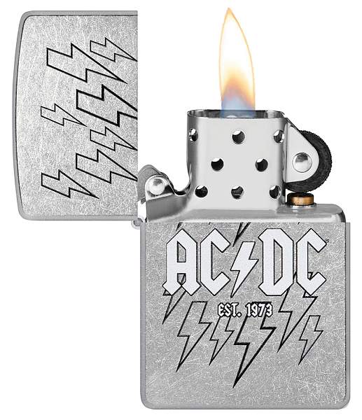 Зажигалка ZIPPO AC/DC с покрытием Street Chrome, латунь/сталь, серебристая, 38x13x57 мм 48641 Zippo, Артикул: 48641 фото №1