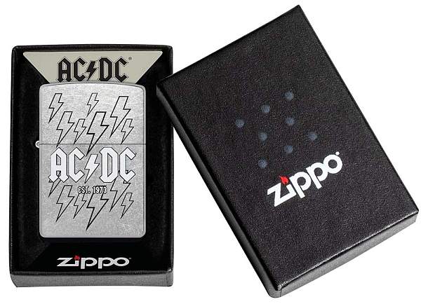 Зажигалка ZIPPO AC/DC с покрытием Street Chrome, латунь/сталь, серебристая, 38x13x57 мм 48641 Zippo, Артикул: 48641 фото №1