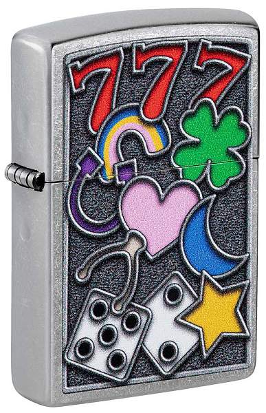 Зажигалка ZIPPO All Luck с покрытием Street Chrome, латунь/сталь, серебристая, 38x13x57 мм 48682 Zippo, Артикул: 48682 фото №1