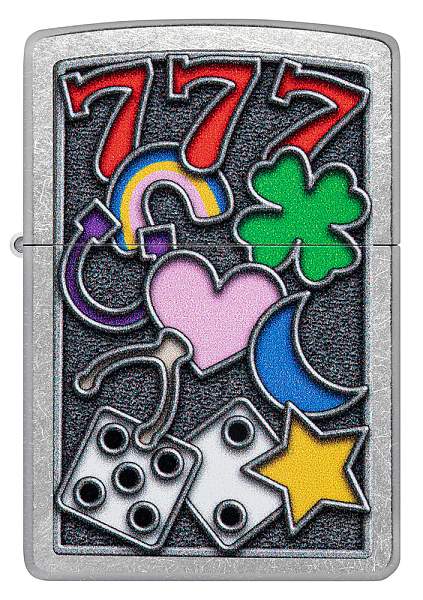 Зажигалка ZIPPO All Luck с покрытием Street Chrome, латунь/сталь, серебристая, 38x13x57 мм 48682 Zippo, Артикул: 48682 фото №1