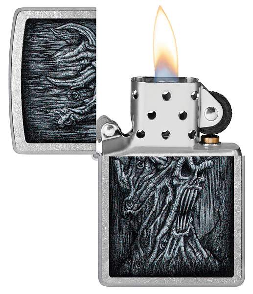 Зажигалка ZIPPO Evil Tree с покрытием Street Chrome, латунь/сталь, серебристая, 38x13x57 мм 48681 Zippo, Артикул: 48681 фото №1