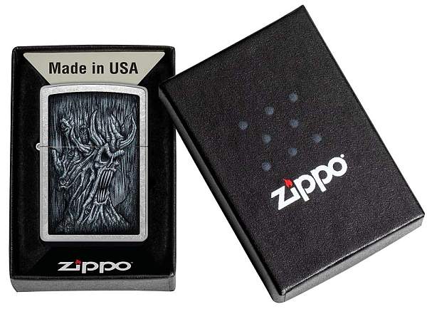 Зажигалка ZIPPO Evil Tree с покрытием Street Chrome, латунь/сталь, серебристая, 38x13x57 мм 48681 Zippo, Артикул: 48681 фото №1