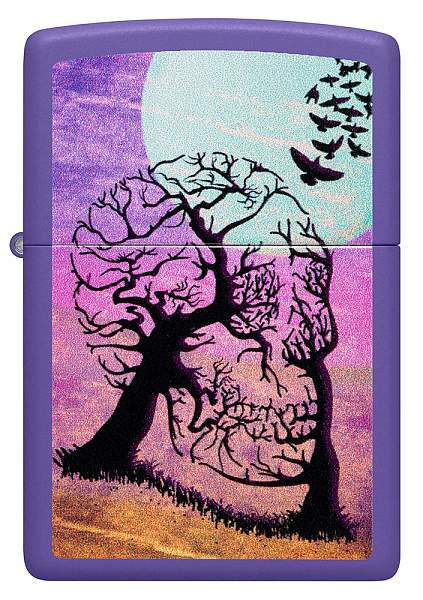Зажигалка ZIPPO Skull Tree с покрытием Purple Matte, латунь/сталь, черная 38x13x57 мм 48638 Zippo, Артикул: 48638 фото №1