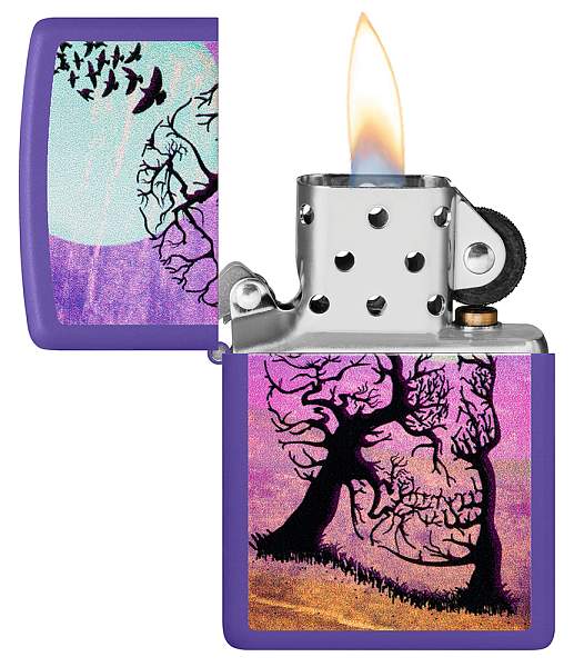 Зажигалка ZIPPO Skull Tree с покрытием Purple Matte, латунь/сталь, черная 38x13x57 мм 48638 Zippo, Артикул: 48638 фото №1