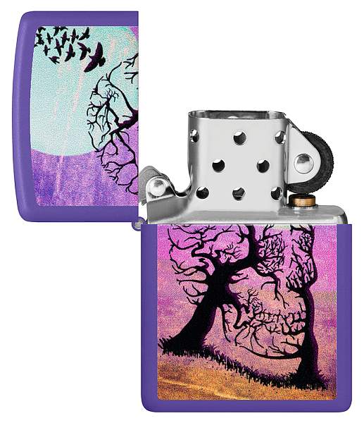 Зажигалка ZIPPO Skull Tree с покрытием Purple Matte, латунь/сталь, черная 38x13x57 мм 48638 Zippo, Артикул: 48638 фото №1