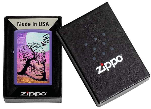 Зажигалка ZIPPO Skull Tree с покрытием Purple Matte, латунь/сталь, черная 38x13x57 мм 48638 Zippo, Артикул: 48638 фото №1