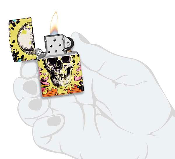 Зажигалка ZIPPO Skull Design с покрытием Glow In The Dark Green,латунь/сталь,разноцветная38x13x57 мм 48640 Zippo, Артикул: 48640 фото №1