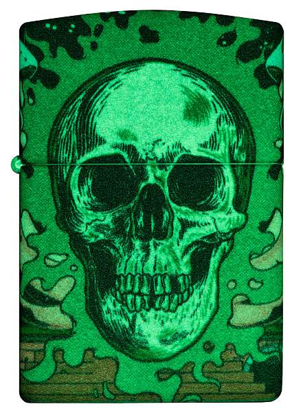 Зажигалка ZIPPO Skull Design с покрытием Glow In The Dark Green,латунь/сталь,разноцветная38x13x57 мм 48640 Zippo, Артикул: 48640 фото №1