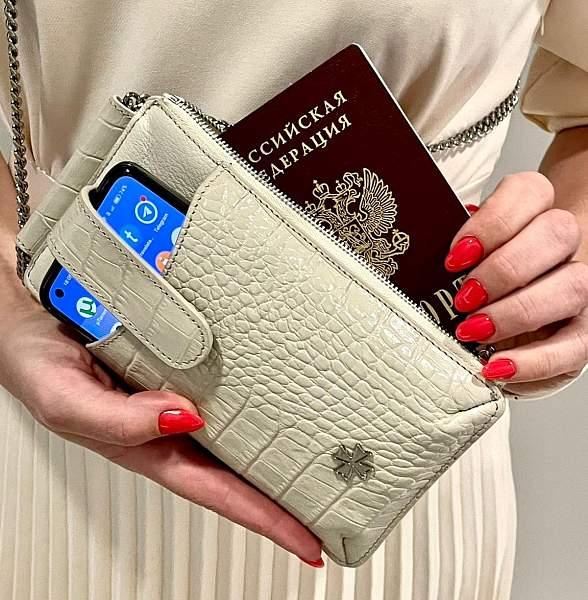 Сумочка для телефона Vasheron, Артикул: 9244-N.Croco Beige фото №1