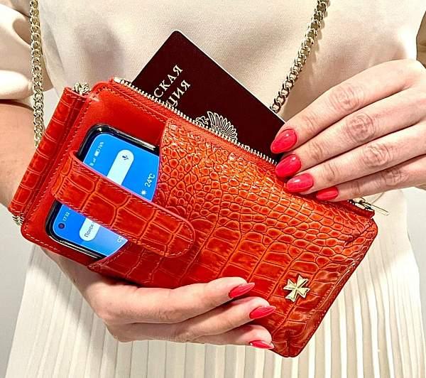 Сумочка для телефона Vasheron, Артикул: 9244-N.Croco Orange фото №1