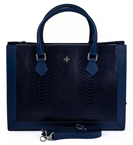 Кожаная деловая женская сумка Narvin Vasheron, Артикул: 9804-N.Anaconda D.Blue фото №1