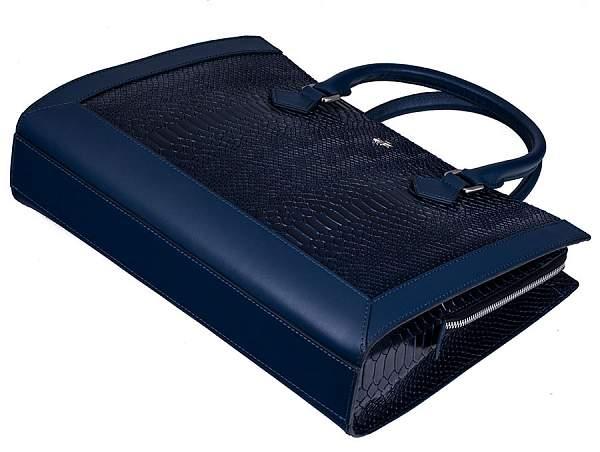 Кожаная деловая женская сумка Narvin Vasheron, Артикул: 9804-N.Anaconda D.Blue фото №1