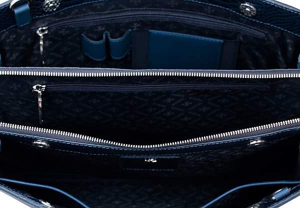 Кожаная деловая женская сумка Narvin Vasheron, Артикул: 9804-N.Anaconda D.Blue фото №1