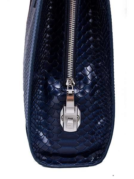 Кожаная деловая женская сумка Narvin Vasheron, Артикул: 9804-N.Anaconda D.Blue фото №1