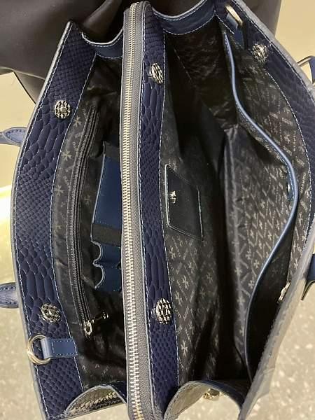 Кожаная деловая женская сумка Narvin Vasheron, Артикул: 9804-N.Anaconda D.Blue фото №1