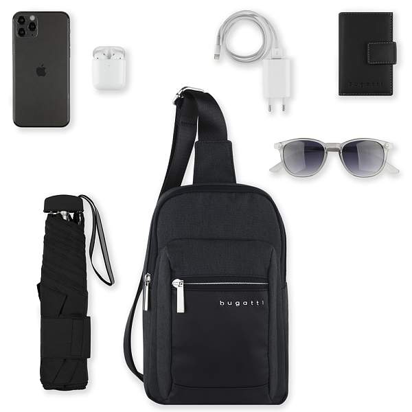 Сумка кросс-боди мужская BUGATTI Sera, антрацитовая, полиэстер, 17х6х26,5 см, 2,5 л 49630413 BUGATTI, Артикул: 49630413 фото №1