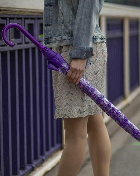 L042-4426 PurpleLeopard (Фиолетовый леопард) Зонт женский трость Fulton Fulton, Артикул: L042-4426 PurpleLeopard фото №1