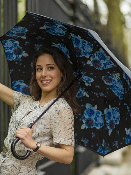 L754-4428 NightSkyFlowers (Синие цветы) Зонт женский трость Fulton Fulton, Артикул: L754-4428 NightSkyFlowers фото №1