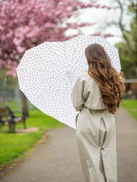 L909-4383 RedHearts (Красные сердечки) Зонт женский трость Fulton Fulton, Артикул: L909-4383 RedHearts фото №1