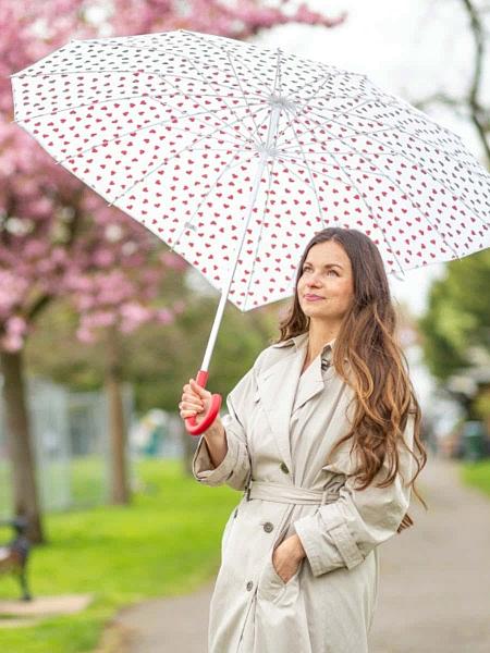 L909-4383 RedHearts (Красные сердечки) Зонт женский трость Fulton Fulton, Артикул: L909-4383 RedHearts фото №1