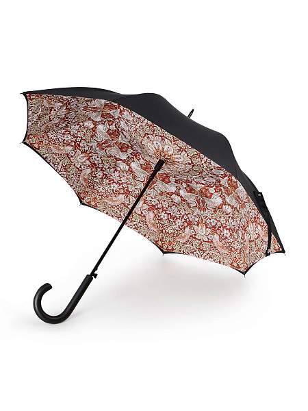 L856-4429 StrawberryThiefIndianRed (Клубничный воришка) Зонт женский трость Morris Co Fulton Fulton, Артикул: L856-4429 StrawberryThiefIndianRed фото №1