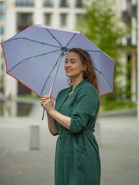 L354-4416 HoundstoothRedBorder (Гусиная лапка) Зонт женский механика Fulton Fulton, Артикул: L354-4416 HoundstoothRedBorder фото №1