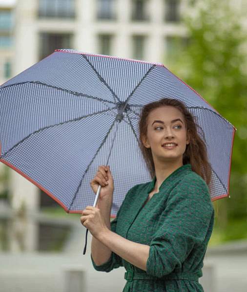 L354-4416 HoundstoothRedBorder (Гусиная лапка) Зонт женский механика Fulton Fulton, Артикул: L354-4416 HoundstoothRedBorder фото №1