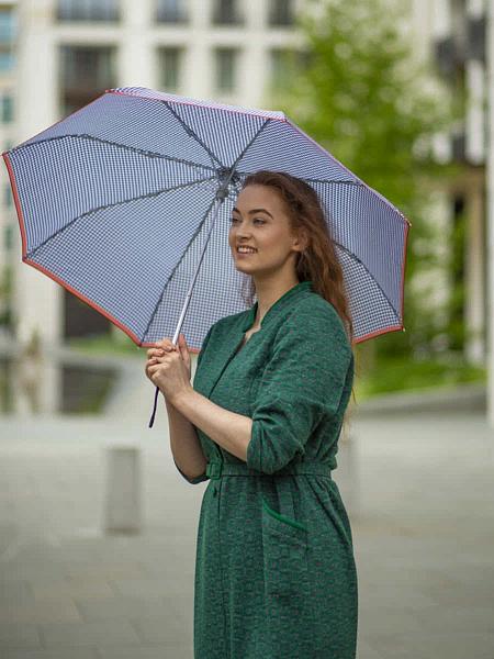 L354-4416 HoundstoothRedBorder (Гусиная лапка) Зонт женский механика Fulton Fulton, Артикул: L354-4416 HoundstoothRedBorder фото №1