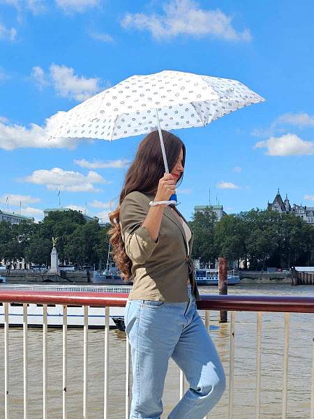 L501-4372 EvilEye (Горошек на белом) Зонт женский механика Fulton Fulton, Артикул: L501-4372 EvilEye фото №1