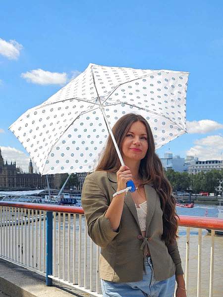 L501-4372 EvilEye (Горошек на белом) Зонт женский механика Fulton Fulton, Артикул: L501-4372 EvilEye фото №1