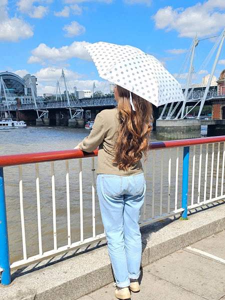 L501-4372 EvilEye (Горошек на белом) Зонт женский механика Fulton Fulton, Артикул: L501-4372 EvilEye фото №1