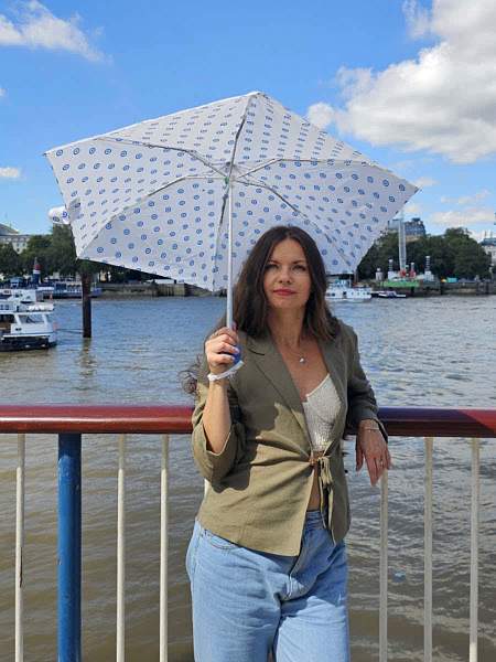 L501-4372 EvilEye (Горошек на белом) Зонт женский механика Fulton Fulton, Артикул: L501-4372 EvilEye фото №1