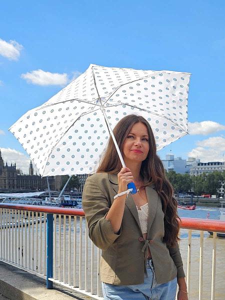 L501-4372 EvilEye (Горошек на белом) Зонт женский механика Fulton Fulton, Артикул: L501-4372 EvilEye фото №1