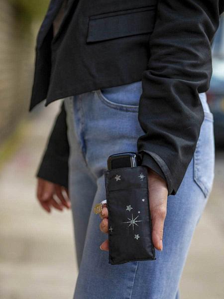 L501-4409 GlitterStarsblack (Блестящие звезды) Зонт женский механика Fulton Fulton, Артикул: L501-4409 GlitterStarsblack фото №1