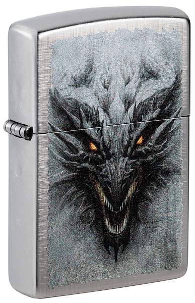 Зажигалка ZIPPO Dragon Design с покрытием Linen Weave, латунь/сталь, серебристая, 38x13x57 мм 48732 Zippo, Артикул: 48732 фото №1