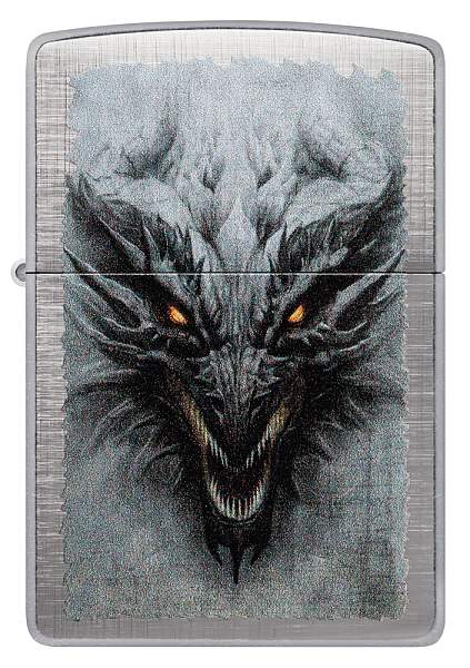 Зажигалка ZIPPO Dragon Design с покрытием Linen Weave, латунь/сталь, серебристая, 38x13x57 мм 48732 Zippo, Артикул: 48732 фото №1