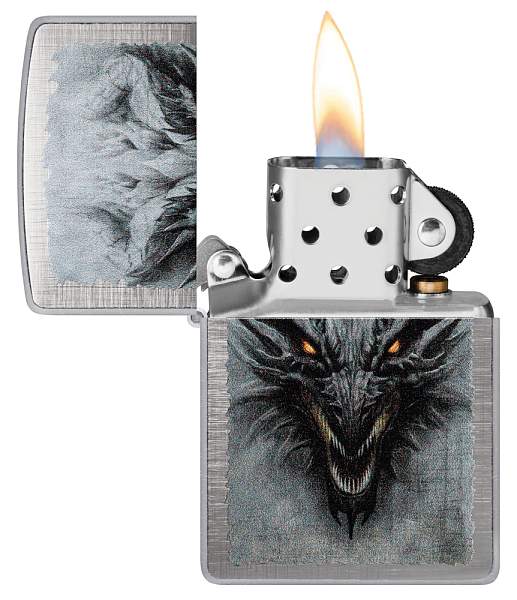 Зажигалка ZIPPO Dragon Design с покрытием Linen Weave, латунь/сталь, серебристая, 38x13x57 мм 48732 Zippo, Артикул: 48732 фото №1
