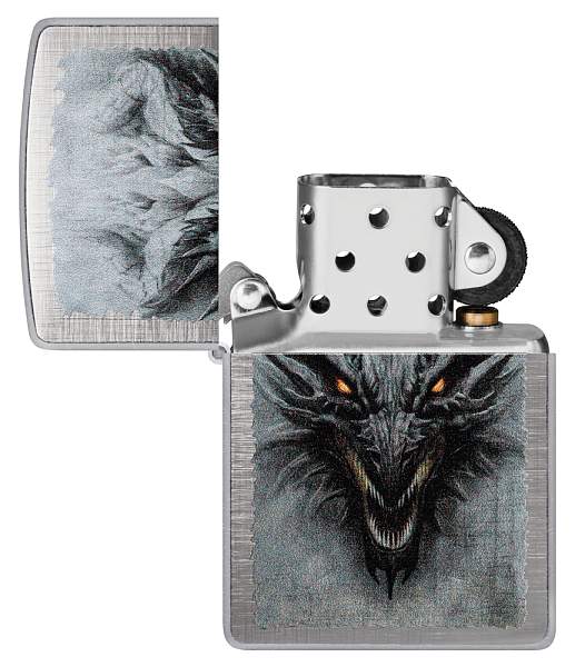 Зажигалка ZIPPO Dragon Design с покрытием Linen Weave, латунь/сталь, серебристая, 38x13x57 мм 48732 Zippo, Артикул: 48732 фото №1