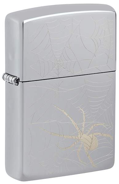 Зажигалка ZIPPO Spider Design с покрытием High Polish Chrome, латунь/сталь, серебристая, 38x13x57 мм 48767 Zippo, Артикул: 48767 фото №1