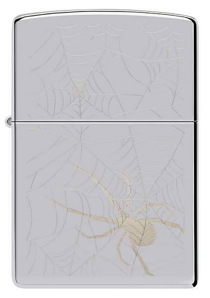 Зажигалка ZIPPO Spider Design с покрытием High Polish Chrome, латунь/сталь, серебристая, 38x13x57 мм 48767 Zippo, Артикул: 48767 фото №1