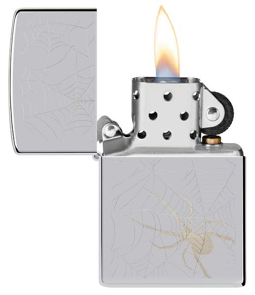 Зажигалка ZIPPO Spider Design с покрытием High Polish Chrome, латунь/сталь, серебристая, 38x13x57 мм 48767 Zippo, Артикул: 48767 фото №1