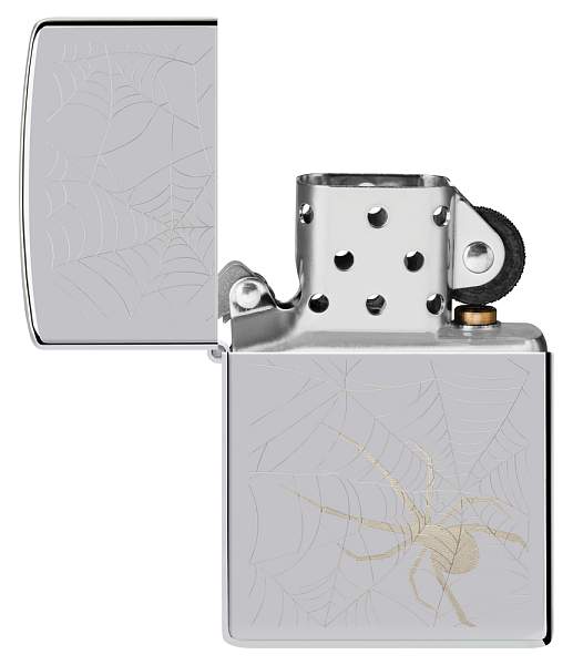 Зажигалка ZIPPO Spider Design с покрытием High Polish Chrome, латунь/сталь, серебристая, 38x13x57 мм 48767 Zippo, Артикул: 48767 фото №1