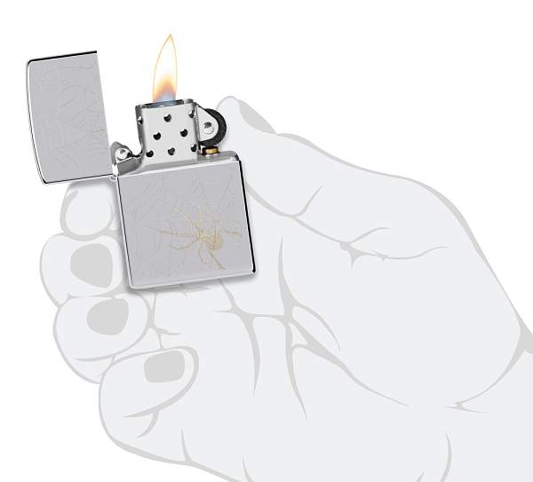 Зажигалка ZIPPO Spider Design с покрытием High Polish Chrome, латунь/сталь, серебристая, 38x13x57 мм 48767 Zippo, Артикул: 48767 фото №1