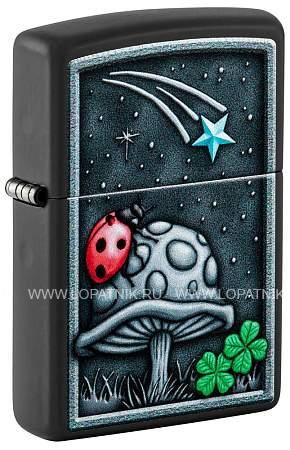 зажигалка zippo ladybug design с покрытием black matte, латунь/сталь, черная, матовая, 38x13x57 мм 48724 Zippo